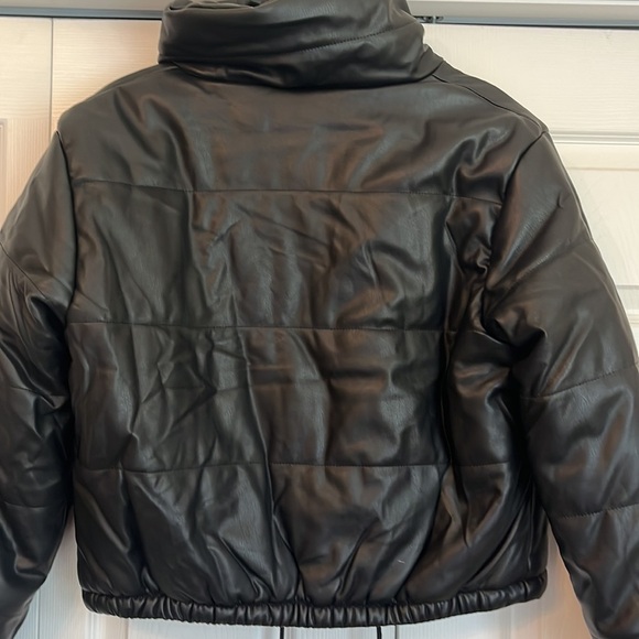 MOTO JACKET Faux leather cropped Quilted Lined NEW TAG Sz L Vigoss lines quilted - Picture 8 of 11